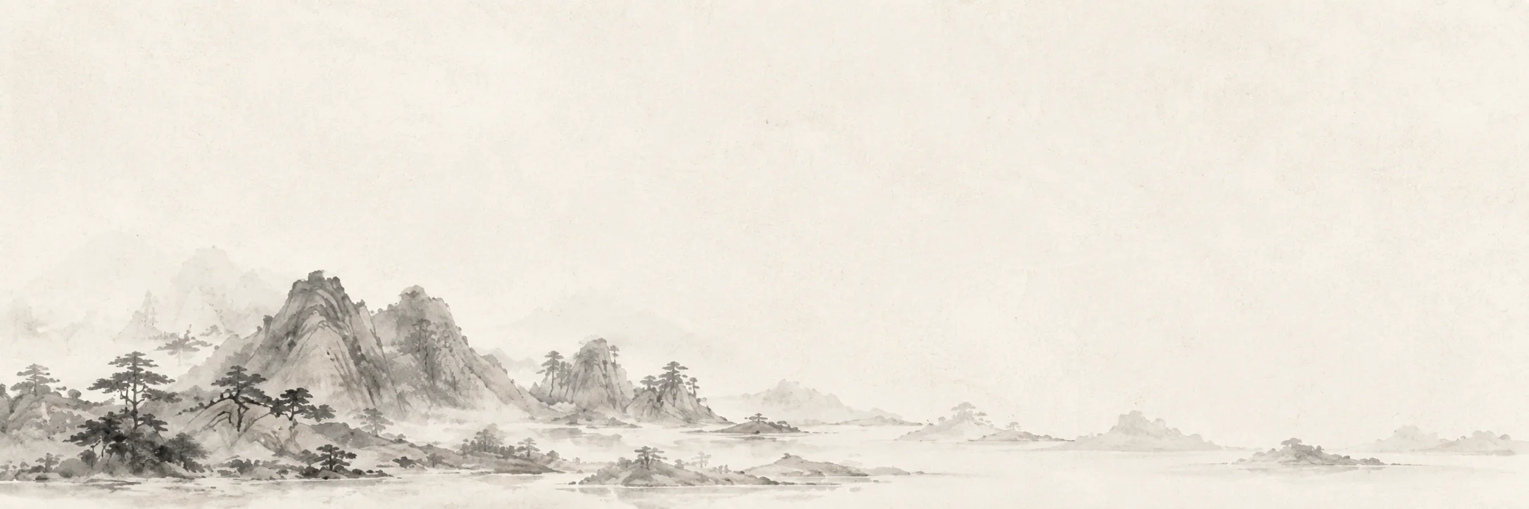 Quiet ink-wash mountain landscape